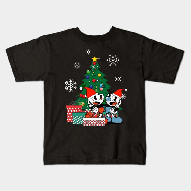 Cuphead Around The Christmas Tree Kids T-Shirt by box2boxxi